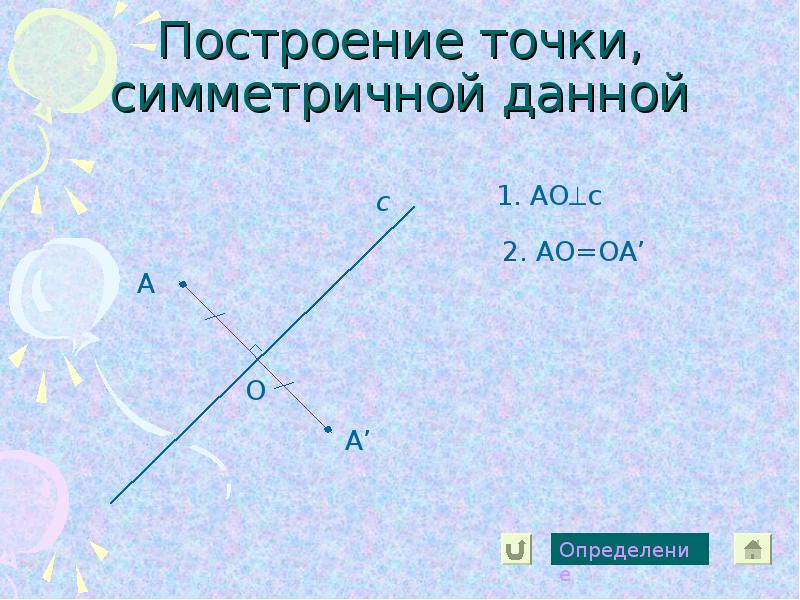 Отметьте две точки и постройте ось симметрии