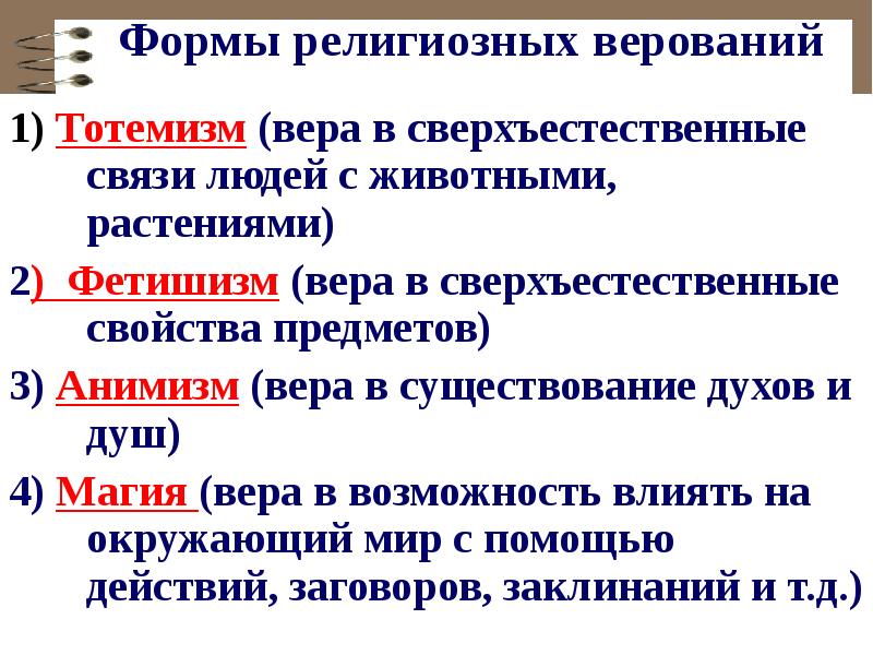 Формы религии. Формы верований. Вера в сверхъестественные свойства неодушевленных предметов. Виды и формы религиозных верований. . Назовите ранние формы религиозных верований.