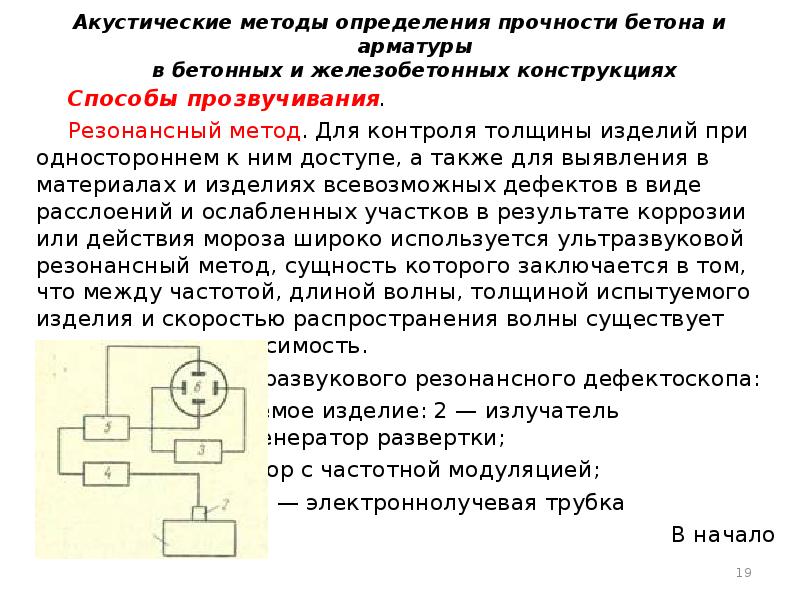 При контроле резонансным методом основной резонанс наблюдается при толщине образца равной