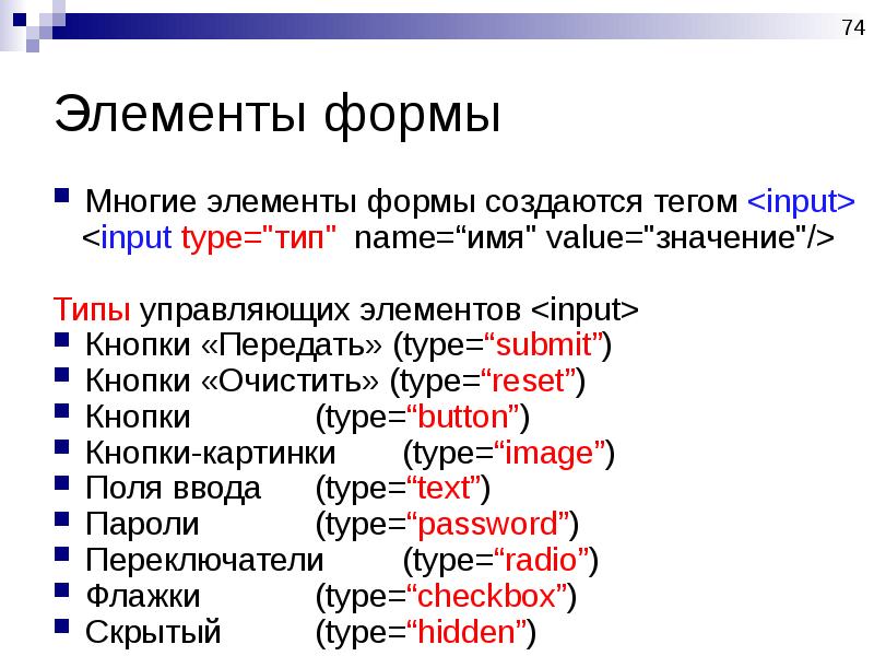 Типы тега input. Язык разметки html. Html презентация. Формы html. Язык разметки html теги