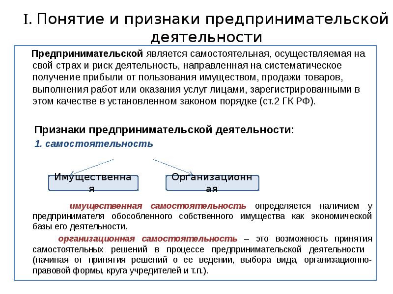 Самостоятельная осуществляемая на свой риск деятельность