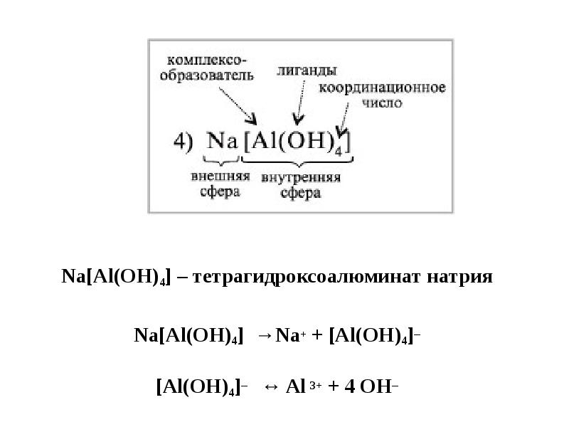 Алюминий нитрат аммония гидроксид натрия. Al Oh 4 комплексная соль. Тетрагидроксоалюминат натрия формула. Комплексные соединения al3=. Тетрагидроксоалюминат натрия формула химическая.