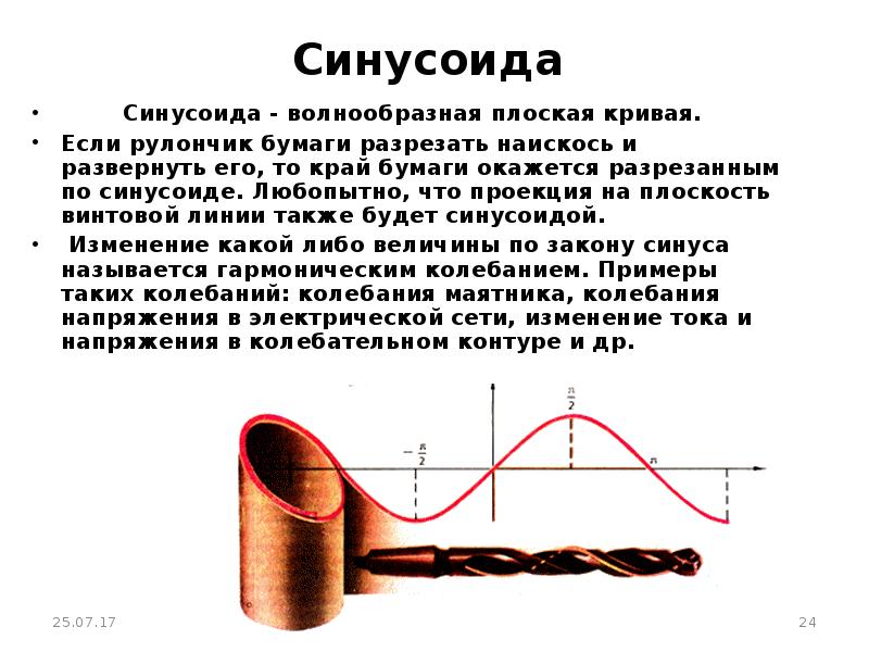 Гармонические колебания синусоида презентация по математике