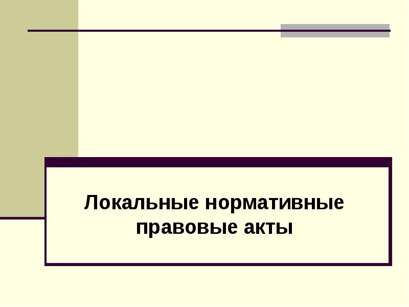 Локальные нормативные правовые акты