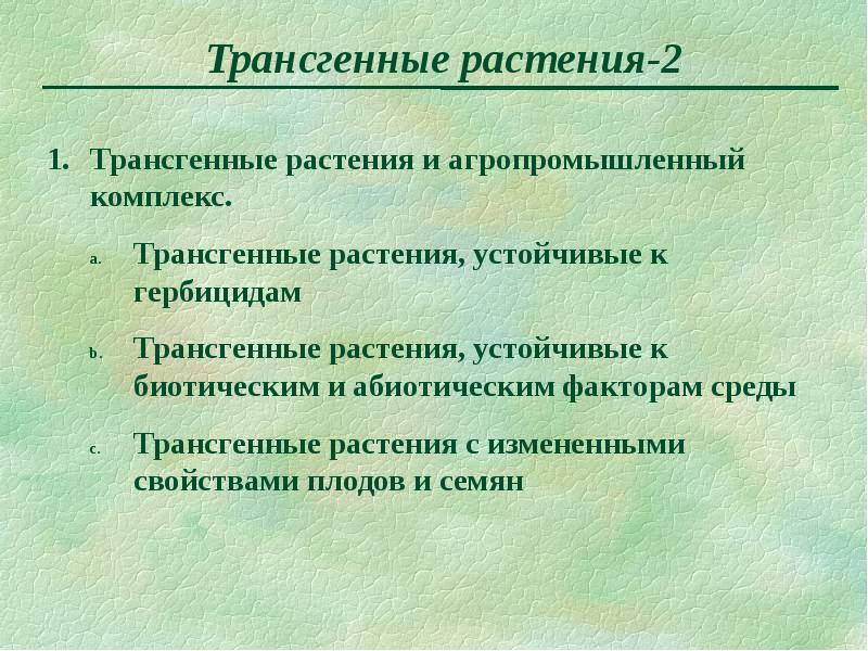 Трансгенные растения презентация