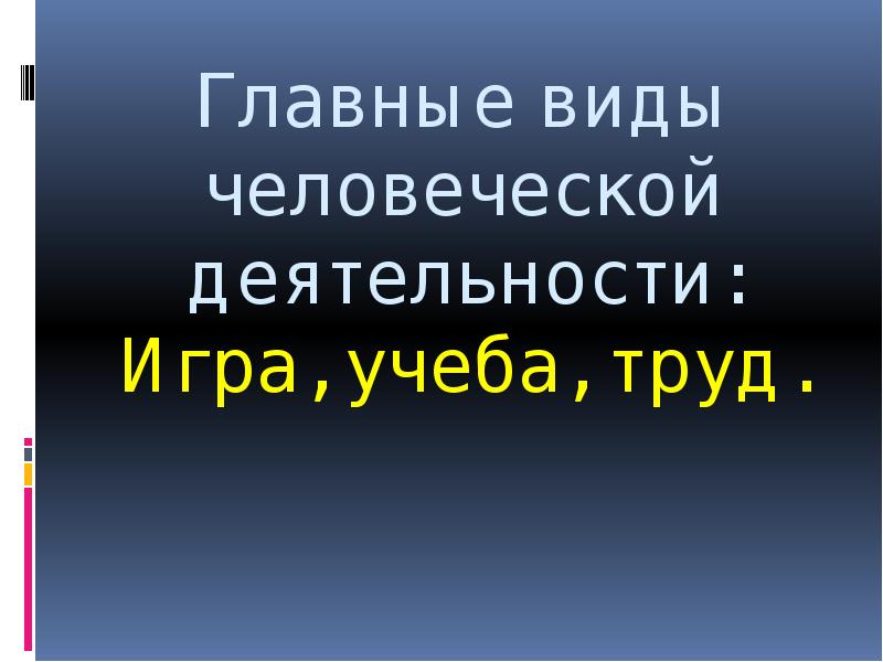 Проект на тему что объединяет игру учебу и труд