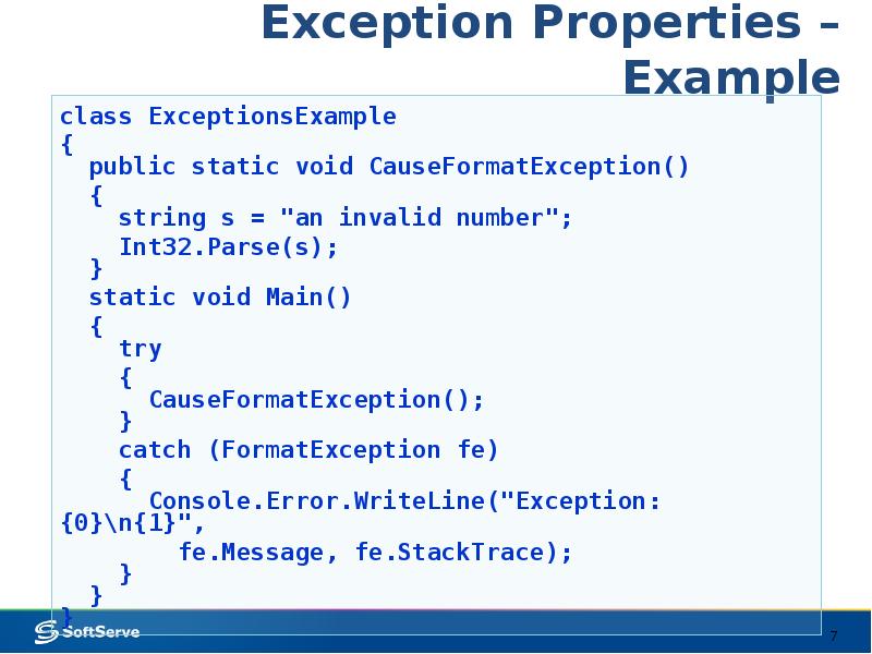 Instance properties. Типы исключений c#. Exception handling c#. Exception пример. Иерархия exception c#.