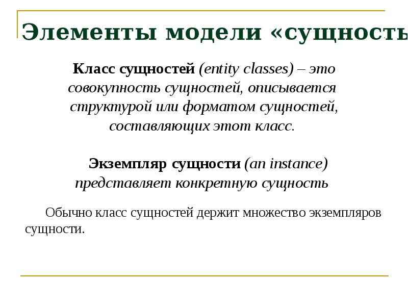 Сущности уровня 0. Элементы модели «сущность-связь». основные элементы модели сущность связь. класс сущности. множество сущностей.