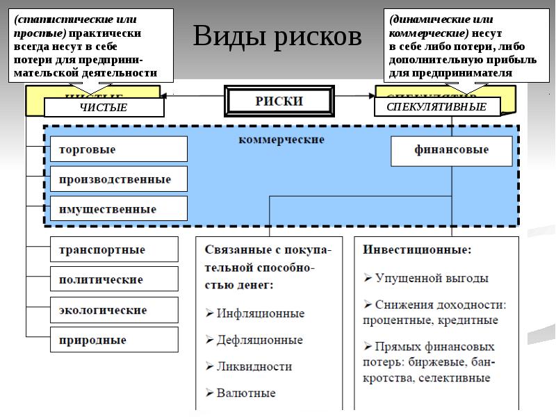 Спекулятивные риски инновационного проекта риски