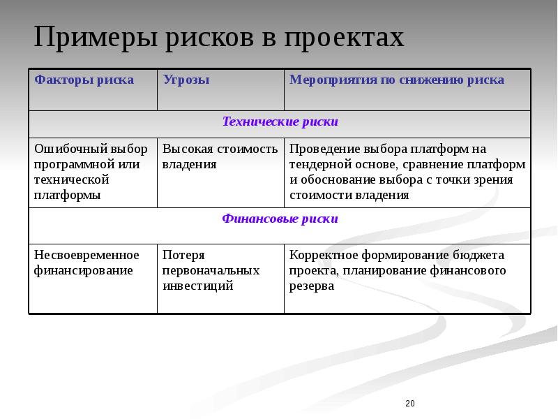 Риски проекта что это