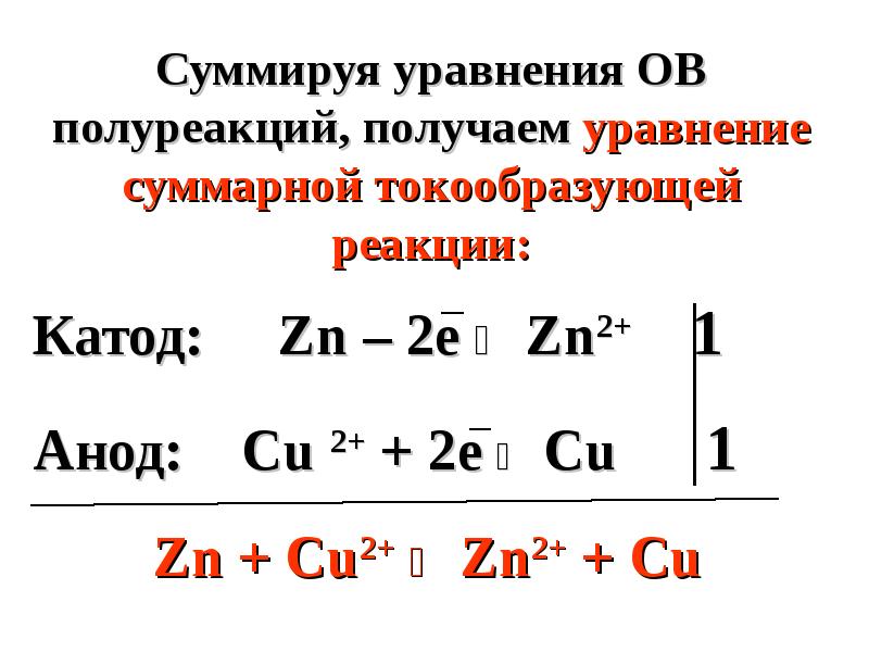 Уравнение реакции гальванического элемента. Реакции на катоде и аноде. Cu и ZN катод и анод. Уравнение токообразующей реакции. Уравнения анодной и катодной полуреакций.