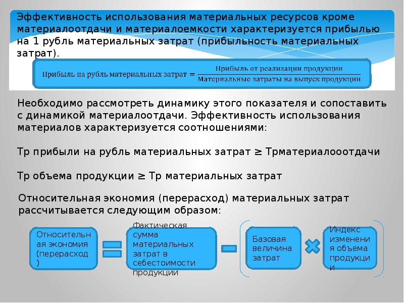 Эффективное использование материальных ресурсов