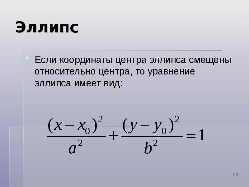 Уравнение эллипса в полярных координатах