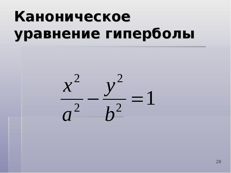 Гипербола каноническое уравнение