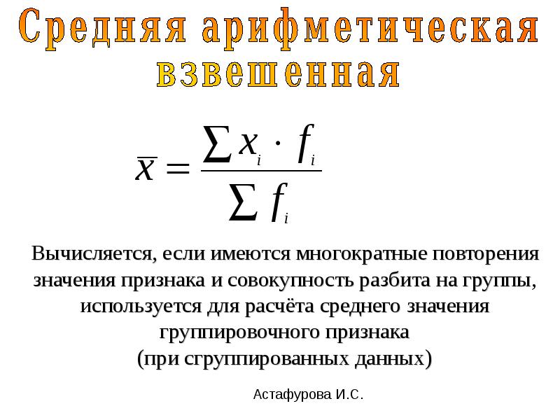 Карта средних арифметических значений