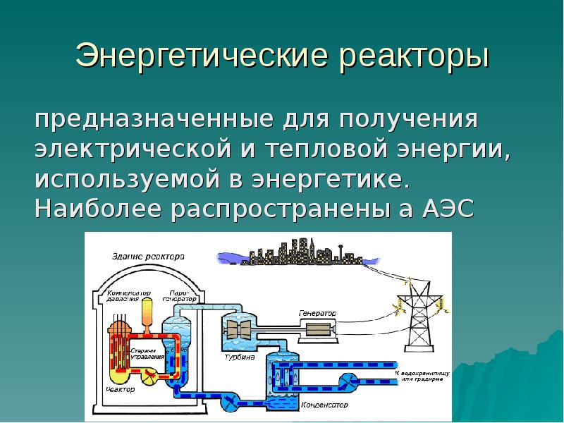 Энергетические реакторы предназначенные для получения электрической и тепловой энергии, используемой в