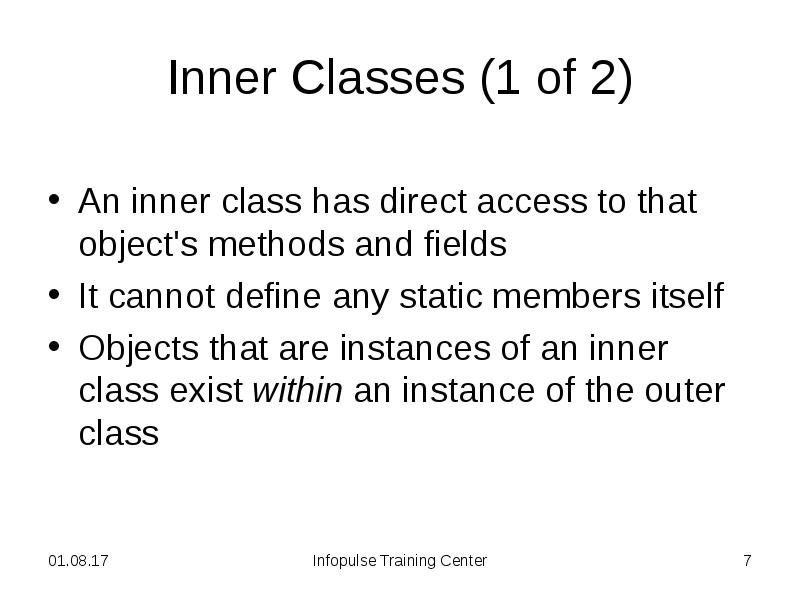 Cannot be defined. Inner class java. Nested Inner classes.