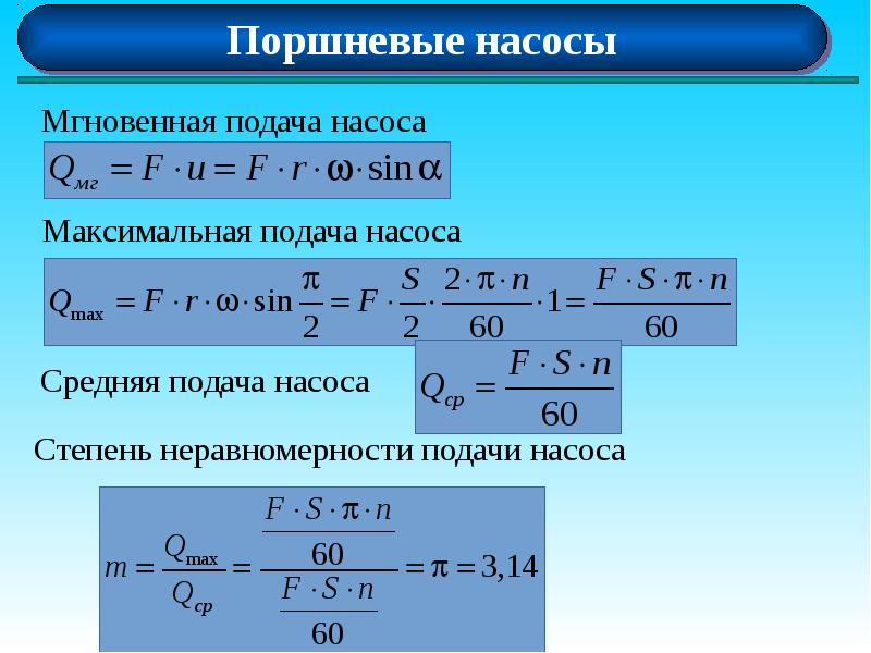 Максимальная подача. Степень неравномерности подачи поршневого насоса. Коэффициент неравномерности подачи поршневого насоса. Подача поршневого насоса. Неравномерность подачи насоса.