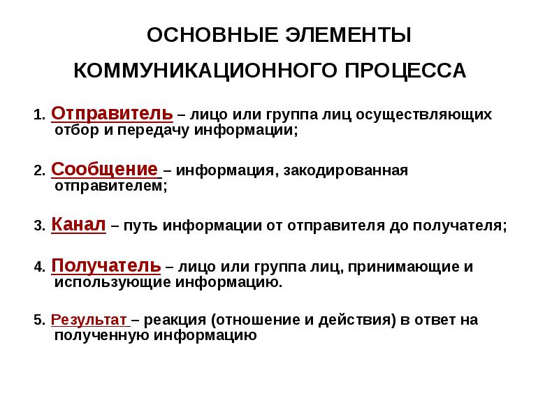 Содержание и элементы процесса организации. Этапы коммуникационного процесса. основные элементы коммуникации. элементы коммуникативного процесса. основные элементы процесса производства.