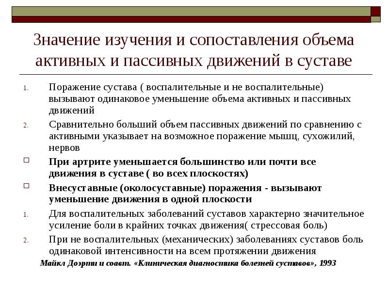 Объем пассивных движений. Объем пассивных движений