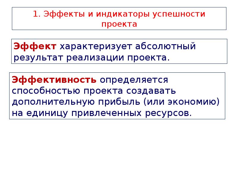 Эффект и эффективность проекта
