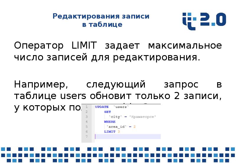 Редактирование записи