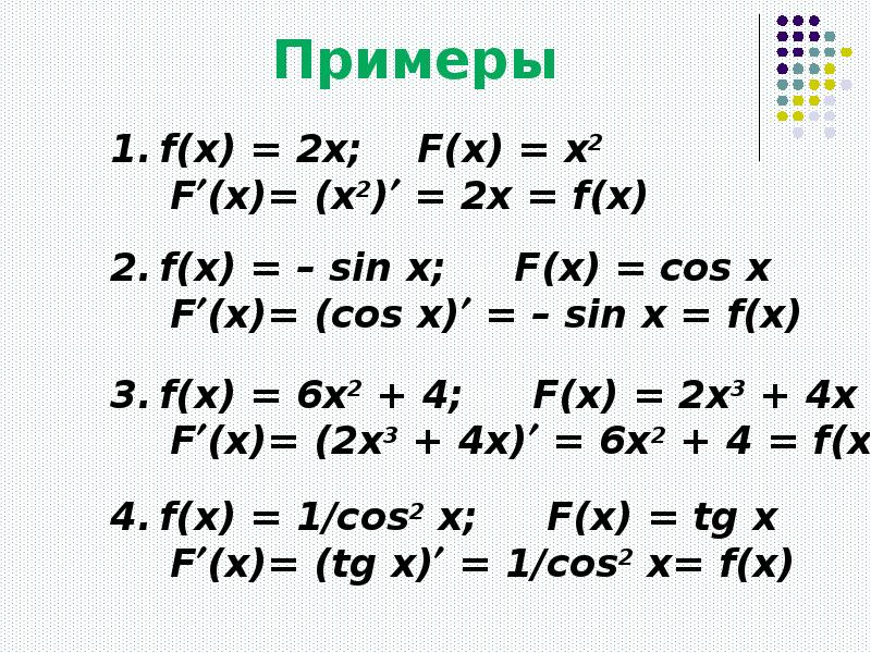 1 cos2x первообразная