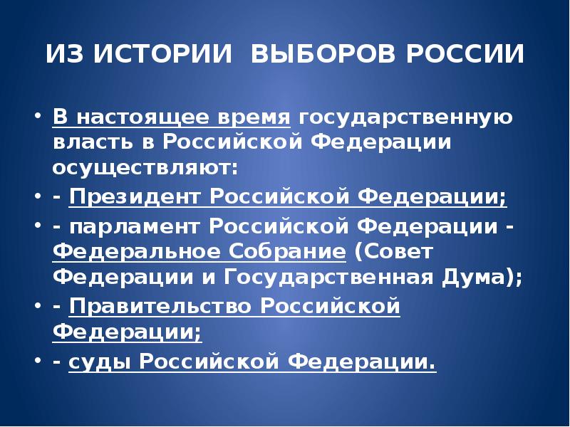 Выборы в истории россии проект