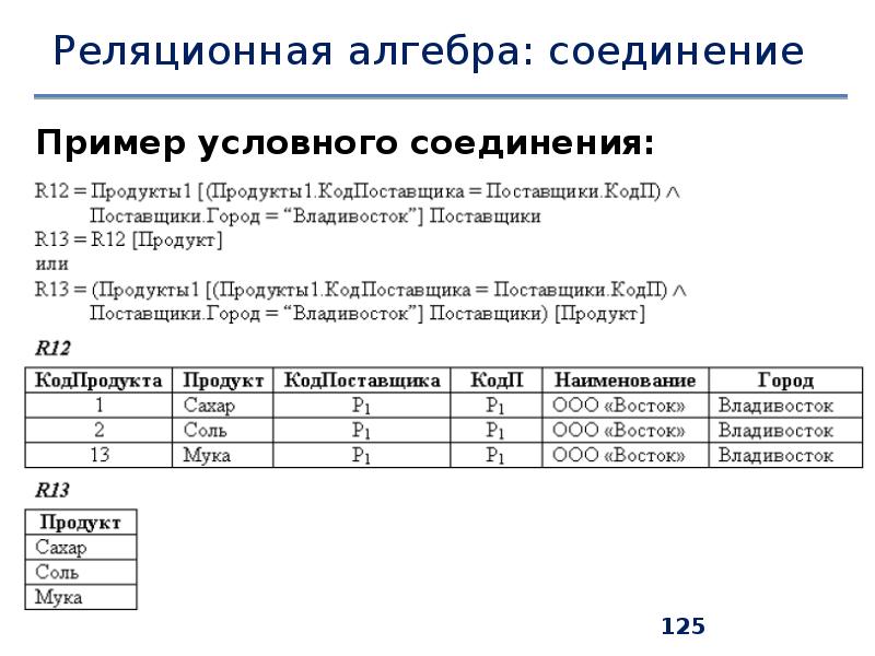 Произведение реляционная алгебра