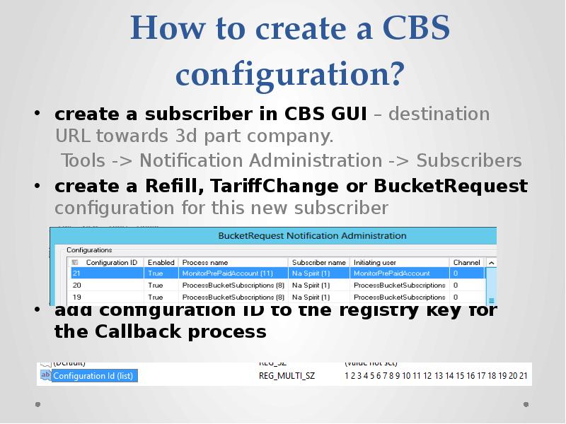 How to create a CBS configuration? create a subscriber in CBS