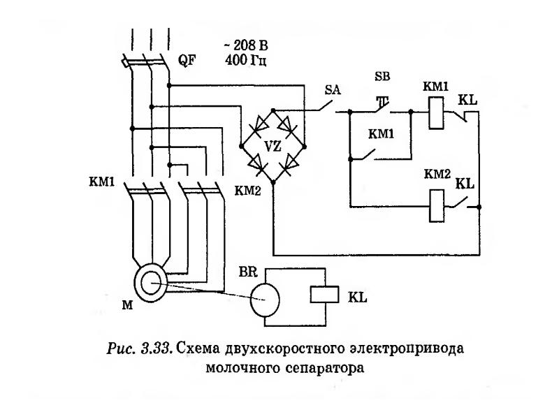 Монтажная схема подключения электродвигателя