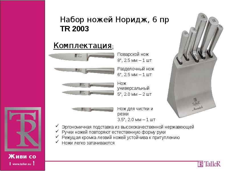  ножей Taller - презентация, доклад, проект