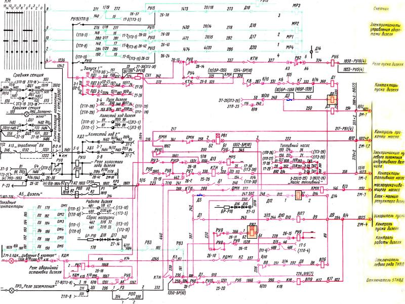 Электрическая схема тепловоза 2тэ10м