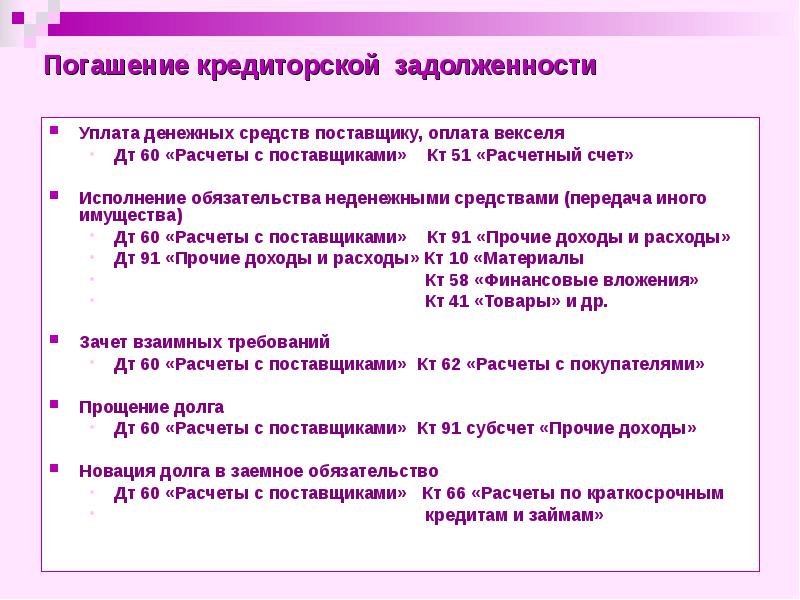 Учета расчетов с поставщиками и подрядчиками презентация