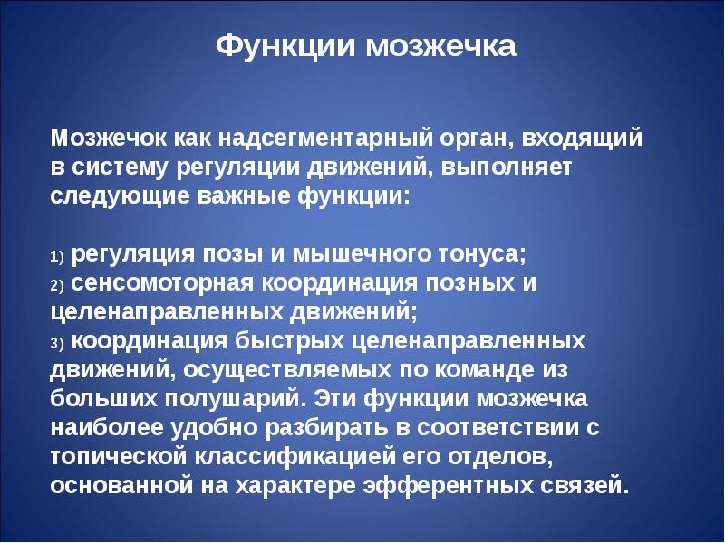 Функции мозжечка презентация