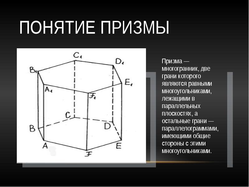 Презентация геометрия 10 класс призма понятие многогранника призма