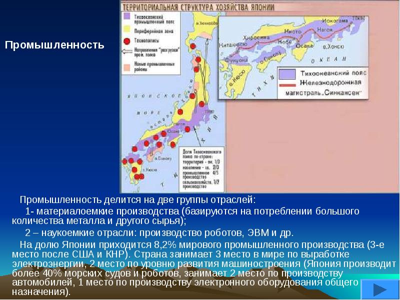 Карта промышленности японии