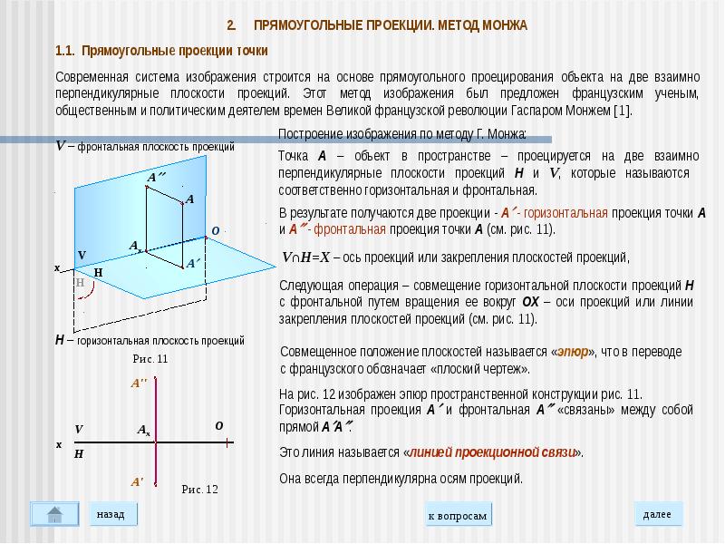 Какой способ проецирования используется при построении чертежа и почему