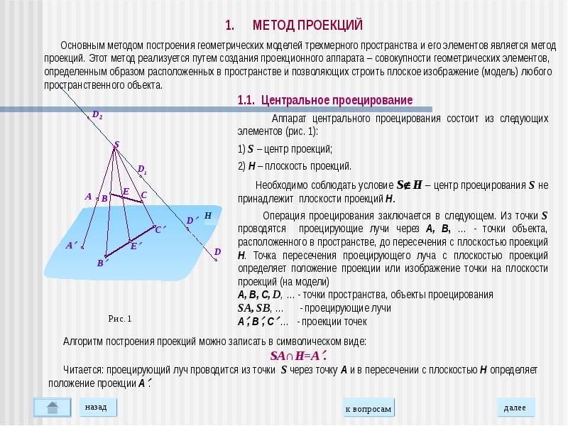 Центральная проекция это способ построения изображения