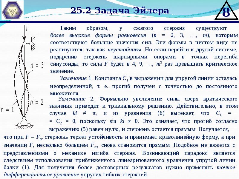 Критическая сила сжатого стержня. Понятие критической силы. Устойчивость сжатых стержней. Устойчивость по Эйлеру стержень. Устойчивость при осевом нагружении стержня.