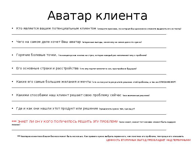 Являлось ваш. Анкета для составления аватара клиента. Аватар клиента пример. Аватар клиента как составить. Вопросы для аватара клиента.