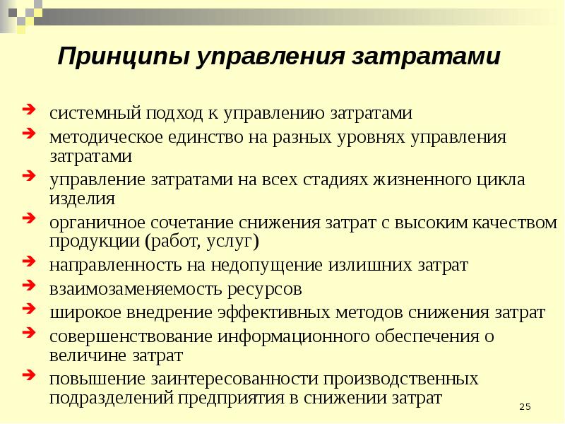 Функции управления затратами и схема их взаимодействия