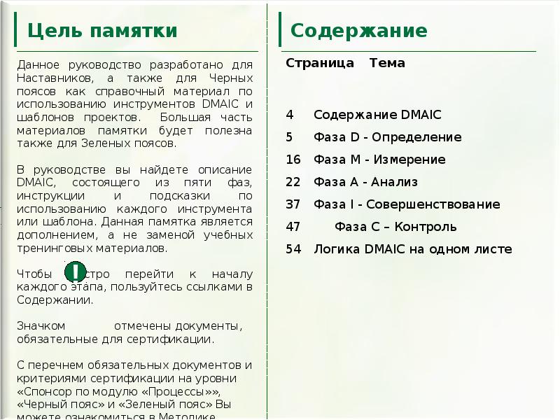 Что такое памятка. Цель памятки. Памятка по управлению. Памятка по управлению проектами DMAIC. Памятка по докладу.