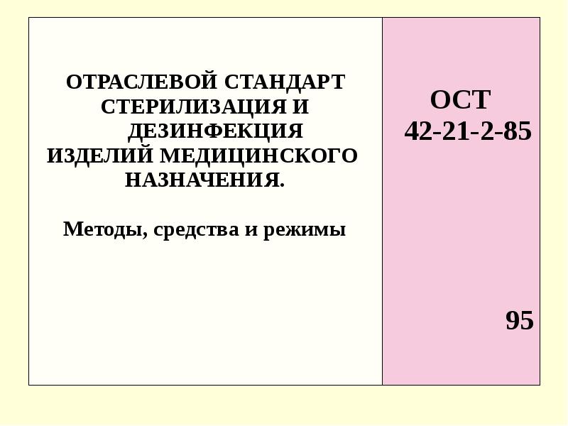 Отраслевой стандарт 85. ОСТ 42-21-2-85. Стерилизация по ОСТУ 42-21-2-85. Регламентом ОСТ 42-21-2-85.. ОСТ 42-21-2-85 О чем документ.