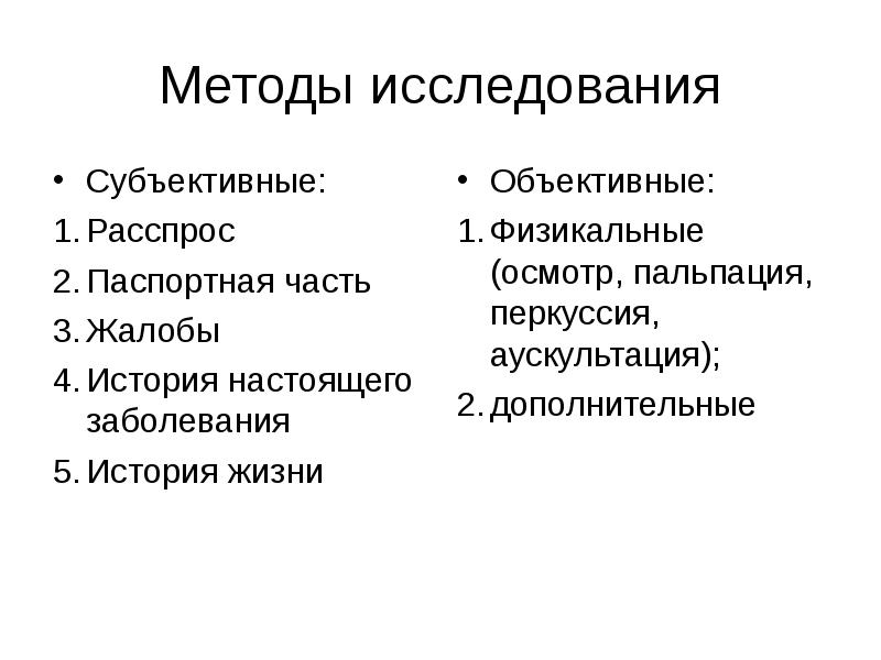 Субъективное обследование пациента