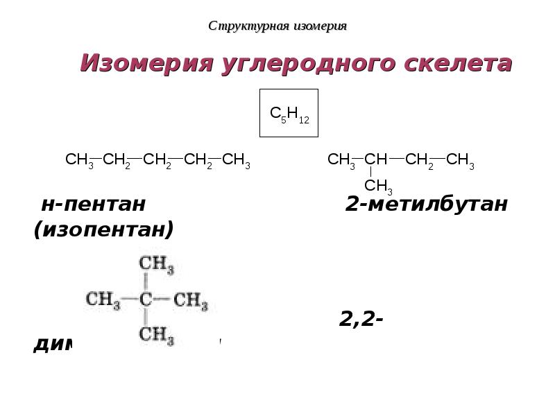Пентан изомерия. Изомеры углеродного скелета пентана 2. Изопентан 2 метилбутан. 2 2 Диметилпропан изомеры. Структурная изомерия это изомерия углеродного скелета.