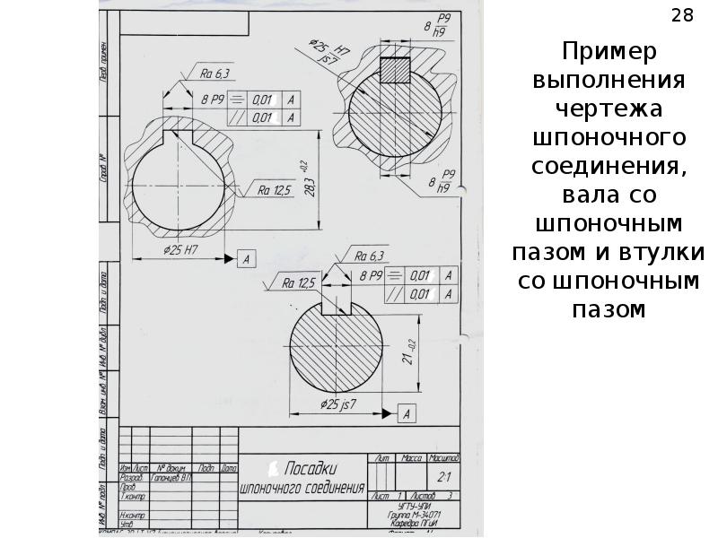 Рис 225 сборочный чертеж шпоночного соединения