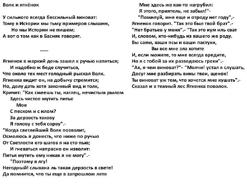 Басни текст распечатать. Басня Крылова волк и ягненок текст полный. Волк и ягнёнок басня Крылова текст. Крылов волк и ягненок текст. Басня волк и ягненок текст.