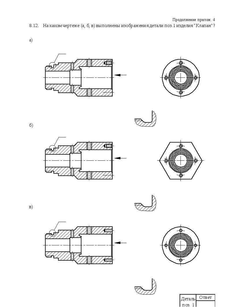 Черчение ответы. Техническое черчение. Контрольная работа по разделу техническое черчение. На каком чертеже выполнены изображения детали клапан. Выполненная работа по разделу техническое черчение.