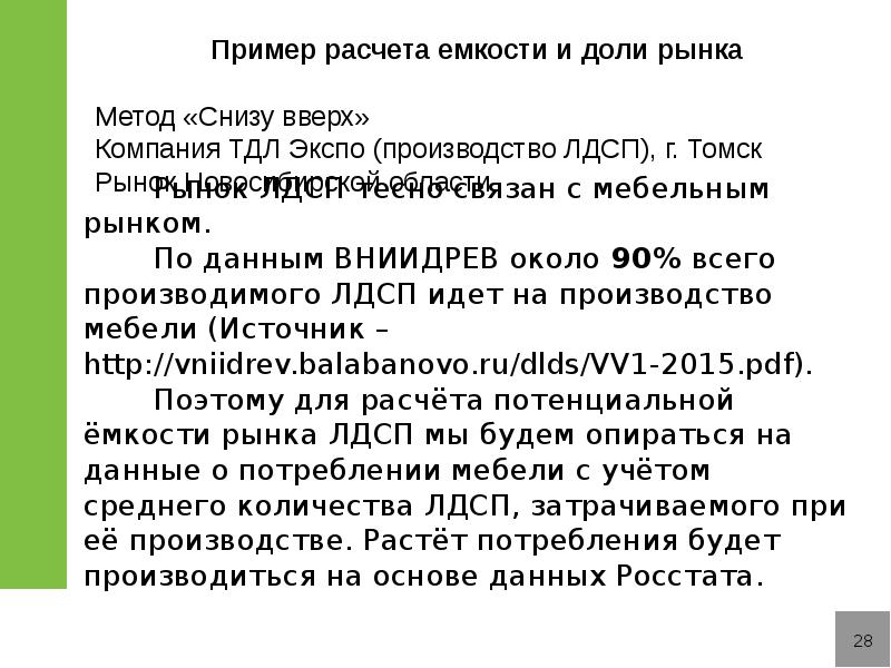 128.1 практика. Метод снизу вверх емкость рынка формула.